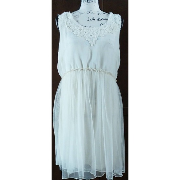 Pretty Angel Women's Large silk Wedding Dress Sheer Sleeveless Lined New Ivory - Picture 1 of 13
